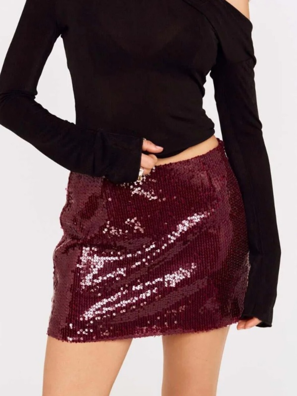 NWT!! Mink Pink Agnes Mini Skirt Wine Sequins